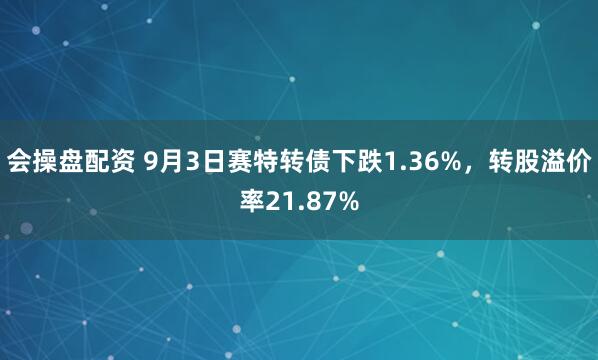 会操盘配资 9月3日赛特转债下跌1.36%，转股溢价率21.87%